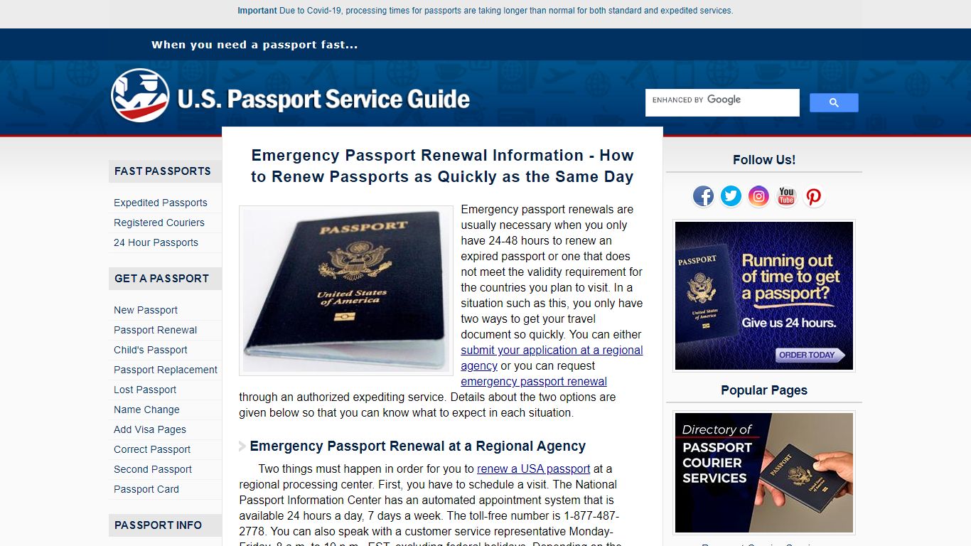 Emergency Passport Renewal - Renew Passport in 24-48 Hours